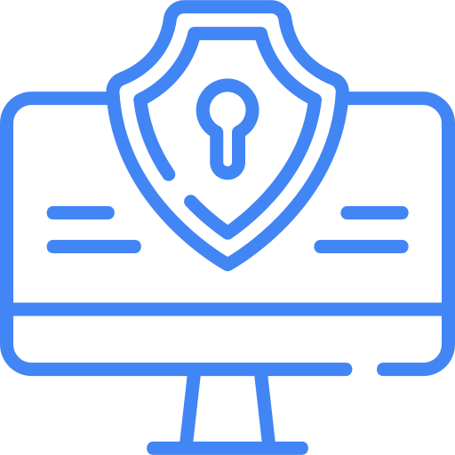 blue monitor and lock icon on screen