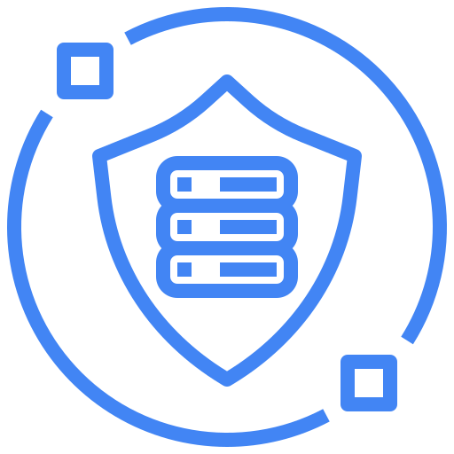 blue shield and server protection icon