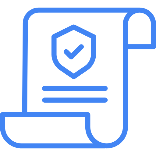 blue paper with approved tick shield icon